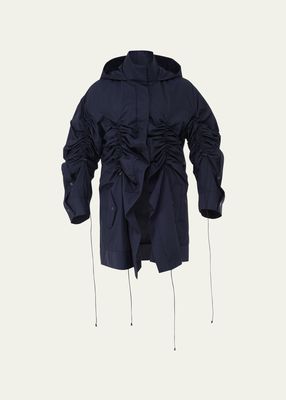 Ruched Hooded Wind-Resistant Jacket