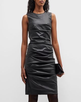Ruched Leather Dress