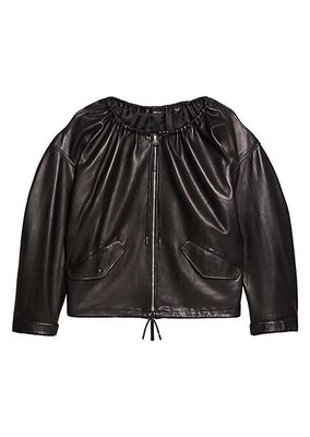 Ruched Leather Jacket