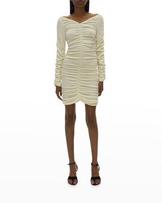 Ruched Long-Sleeve Dress