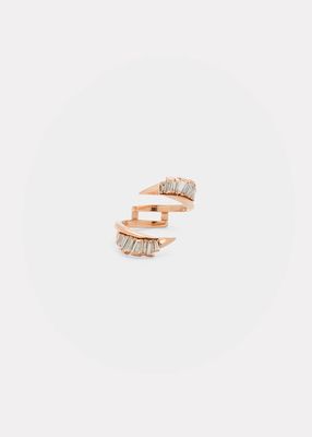 Ruched Open Coil Ring Guard with White Diamonds and 20K Rose Gold, Size 6.5