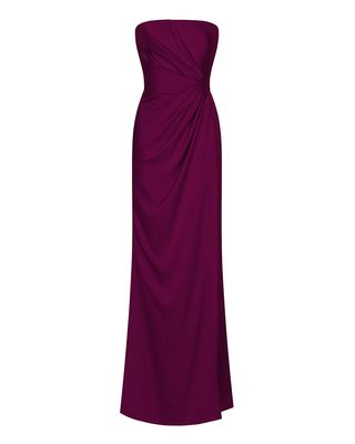 Ruched Satin Strapless Gown