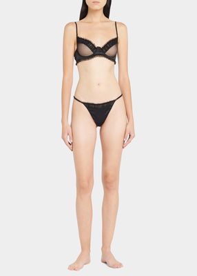 Ruched Tulle Ruffle Demi Bra