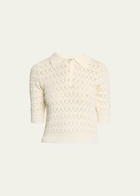Rue Fine-Gauge Knit Polo Sweater