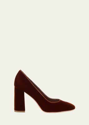 Rue Simple Velvet Block-Heel Pumps