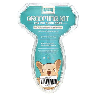 Ruff 'N Ruffus, Grooming Kit for Cats and Dogs, Gel Rake & Nail Clipper, Aqua, 1 Gel Rake 1 Nail Clipper