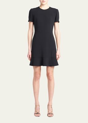 Ruffle-Hem Short-Sleeve Mini Dress