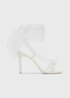Ruffle Knot Ankle-Wrap Sandals