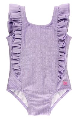 RuffleButts Kids' Lavender Seersucker One-Piece Swimsuit in Purple