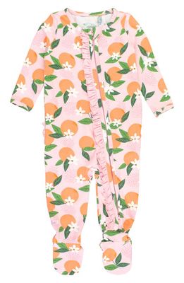 RuffleButts Kids' Orange Ruffle Fitted One-Piece Footie Pajamas