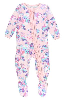 RuffleButts Princess Meadow Ruffle Fitted One-Piece Footie Pajamas in Pink