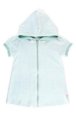 RuffleButts Stripe Hooded Terry Cover-Up in Blue