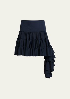 Ruffled Aysmetric Hem Mini Skirt