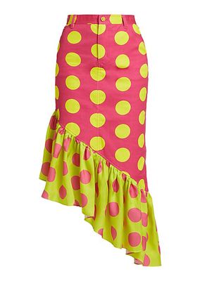 Ruffled Polka Dot Midi-Skirt