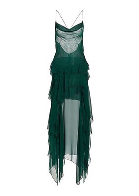 Ruffled Silk Chiffon Gown