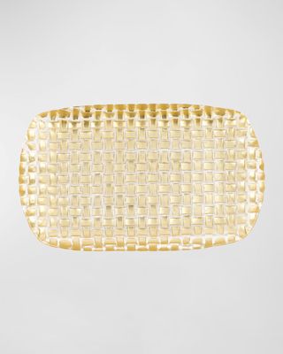 Rufolo Glass Metallic Basketweave Rectangular Tray