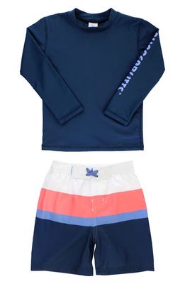 RuggedButts Colorblock Two-Piece Rashguard Swimsuit in Navy