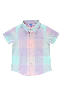 RuggedButts Cotton Candy Check Short Sleeve Button-Up Shirt in Lilac Multi