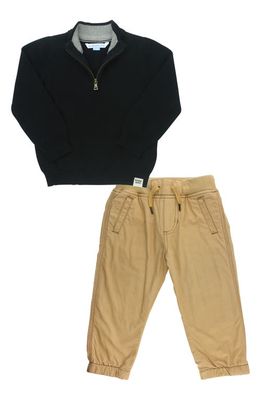 RuggedButts Half-Zip Sweater & Chino Pants Set in Black