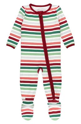 RuggedButts Holly Jolly Holiday Stripe Fitted One-Piece Footie Pajamas in Misc