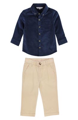 RuggedButts Kids' Corduroy Button-Down Shirt & Chino Pants in Navy