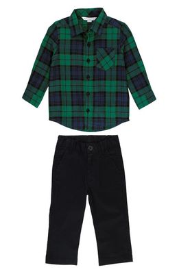 RuggedButts Kids' Hunter Plaid Cotton Button-Up Shirt & Chino Pants Set in Misc