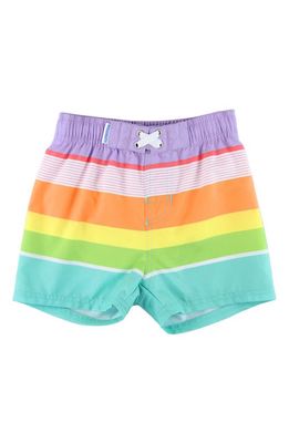 RuggedButts Kids' Island Rainbow Swim Trunks in Blue 