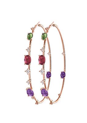 Rugiada Pietre 18K Rose Gold, Titanium, & Multi-Gemstone Hoop Earrings