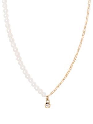 Ruifier 18kt yellow gold Bond Circle Hybrid diamond and pearl necklace
