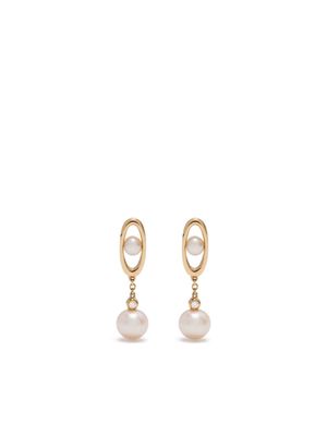 Ruifier 18kt yellow gold Morning Dew diamond and pearl drop earringd