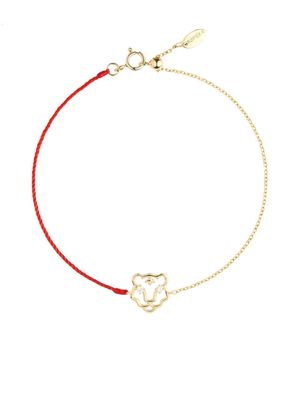 Ruifier 18kt yellow gold Scintilla Tiger cord bracelet - Red