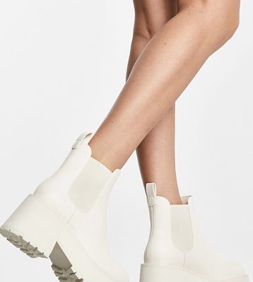 Rule London Exclusive Roe chunky heeled chelsea boots in ecru-White