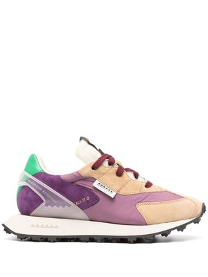 RUN OF Born colour-block leather sneakers - Purple