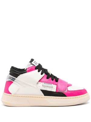 RUN OF colour-block leather sneakers - White