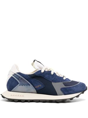 RUN OF logo-print panelled suede sneakers - Blue