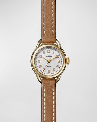 Runabout Leather Double-Wrap Watch, 25mm