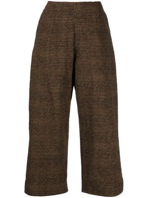 Rundholz houndstooth-patterned cropped trousers - Brown