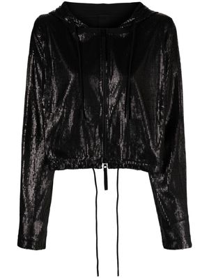 Rundholz sequinned hooded bomber jacket - Black