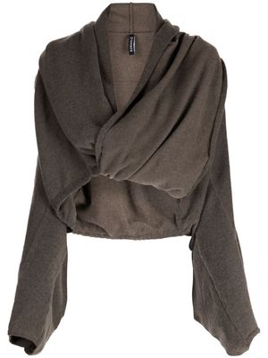Rundholz V-neck wool cropped jacket - Brown