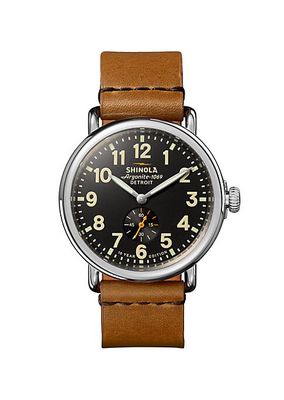 Runwell 10-Year Stainless Steel & Leather Strap Watch/41MM