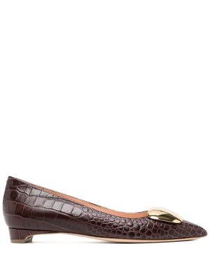 Rupert Sanderson crocodile-effect pointed-toe pumps - Brown