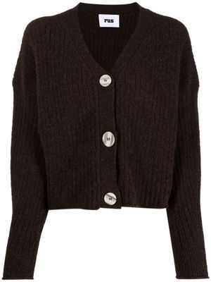 Rus brushed-effect ribbed-knit cardigan - Brown