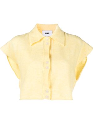 Rus cropped short-sleeved knitted shirt - Yellow