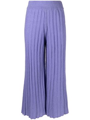Rus Lune ribbed-knit flared trousers - Purple