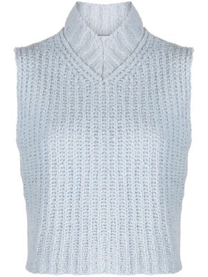 Rus ribbed-knit merino-blend vest - Blue