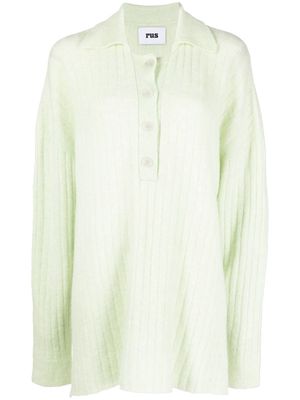 Rus ribbed knitted polo shirt - Green