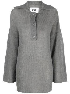Rus spread-collar rib-knit polo jumper - Grey