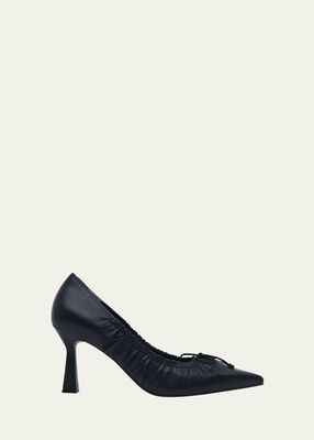 Rushy Pointed-Toe Leather Pumps