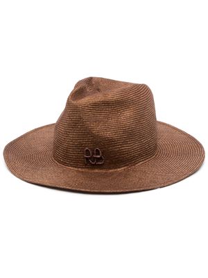 Ruslan Baginskiy chain-link straw fedora hat - Brown