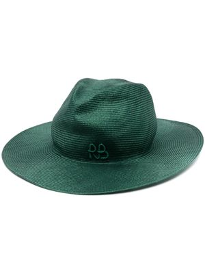 Ruslan Baginskiy chain-link straw fedora hat - Green